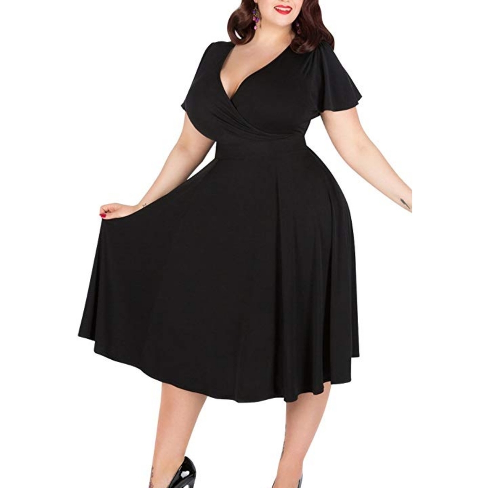 🆕⭐ Plus sz Black faux wrap dress